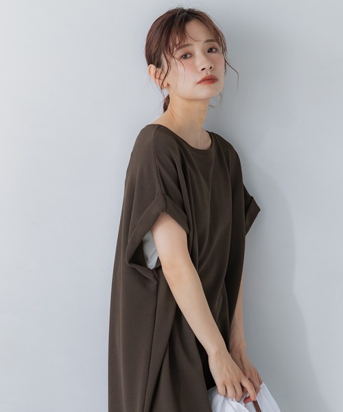 coca（coca）（コカ）の「エンボス加工ボートネックロングワンピース（ワンピース・レディース・ブラック/ブラウン・ONE SIZE/S/L/M）」の17枚目の写真