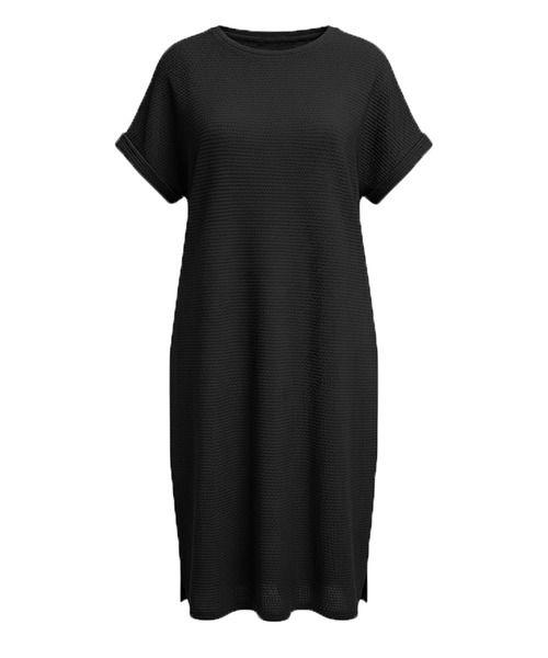 coca(coca)(コカ)の「エンボス加工ボートネックロングワンピース(ワンピース・レディース・ブラック/ブラウン・ONE SIZE/S/L/M)」の8枚目の写真