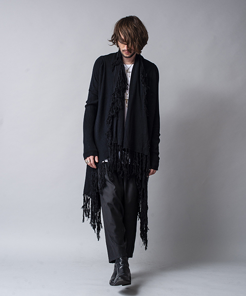 NO ID.(ノーアイディ)の「mcg2284-Cニット3WAYフリンジガウン(カーディガン/ボレロ・メンズ・アッシュグレー/ダークグレー/ブラック・1/2)」の7枚目の写真