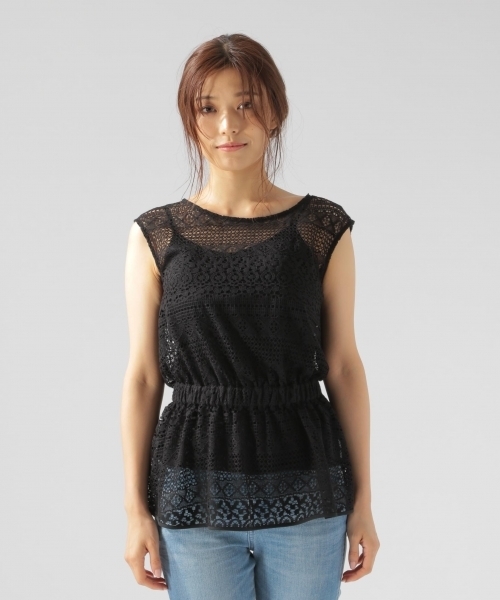 BAYFLOW(ベイフロー)の「GOOD PRICE/レースノースリ―ブブラウス(シャツ/ブラウス・レディース・ブラック/オフホワイト・MEDIUM/SMALL)」の7枚目の写真