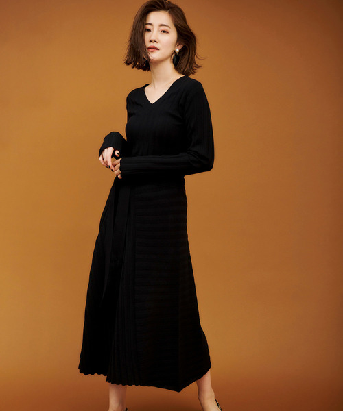 Velnica バイカラーマキシドレス 〈神崎恵さん着〉　ネイビー　グリーン Velnica バイカラーマキシドレス 〈神崎恵さん着〉 ネイビー