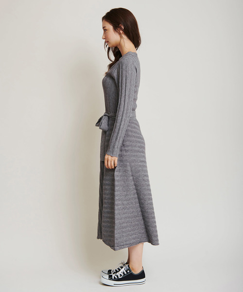 The Virgnia(ザ ヴァージニア)の「ワイドリブ切替ニットワンピース(ワンピース・レディース・ブラック/グレー/ボルドー・FREE)」の15枚目の写真