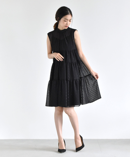 kaene(カエン)の「ドビーシフォンティアードワンピース(ドレス・レディース・ブラック/ネイビー・38/36/34)」の15枚目の写真