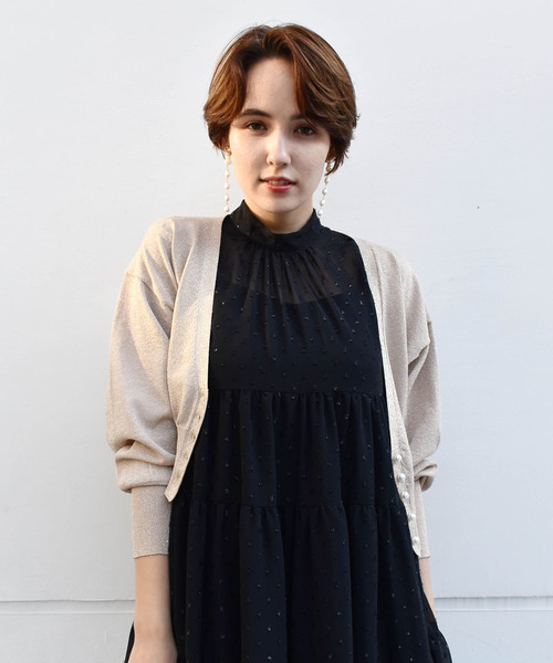 kaene(カエン)の「ドビーシフォンティアードワンピース(ドレス・レディース・ブラック/ネイビー・38/36/34)」の11枚目の写真