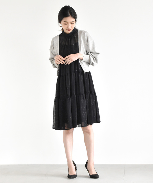 kaene(カエン)の「ドビーシフォンティアードワンピース(ドレス・レディース・ブラック/ネイビー・38/36/34)」の18枚目の写真