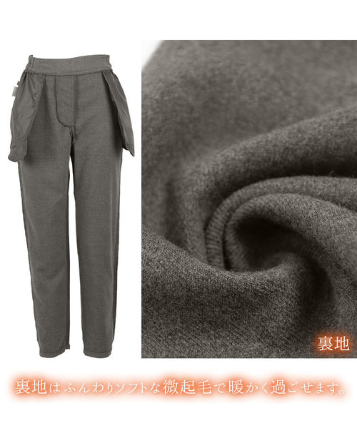 KOBE LETTUCE（コウベレタス）の「[テーパード/ワイド]選べる2typeあったか裏起毛イージーパンツ＊微起毛/ボトムス/レディース[M2299]神戸レタス（その他パンツ・レディース・ブラック/グレー/ブラック系その他/グレー系その他/キャメル/イエロー系その他・FREE）」の7枚目の写真