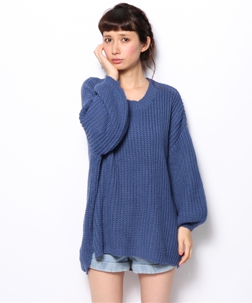 WHO'S WHO gallery（フーズフーギャラリー）の「ローゲージBIGニット（ニット/セーター・レディース・アイボリー/ブラック/ブルー/オレンジ・FREE）」の11枚目の写真