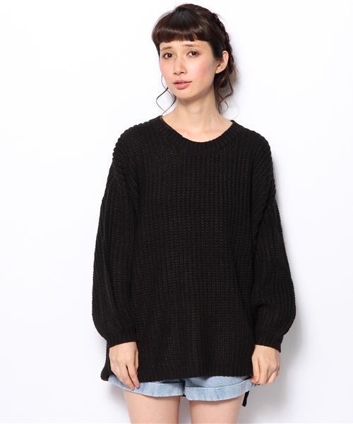 WHO'S WHO gallery（フーズフーギャラリー）の「ローゲージBIGニット（ニット/セーター・レディース・アイボリー/ブラック/ブルー/オレンジ・FREE）」の16枚目の写真