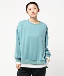 レイヤード風シャギー裏起毛スウェットトップス