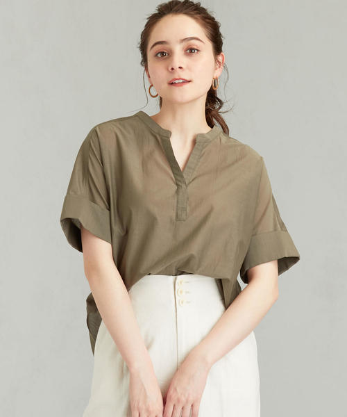 美品　グリーンレーベルリラクシング　リネンライク　半袖　ワイドカラー　シャツ green label relaxing（グリーンレーベルリラクシング）の