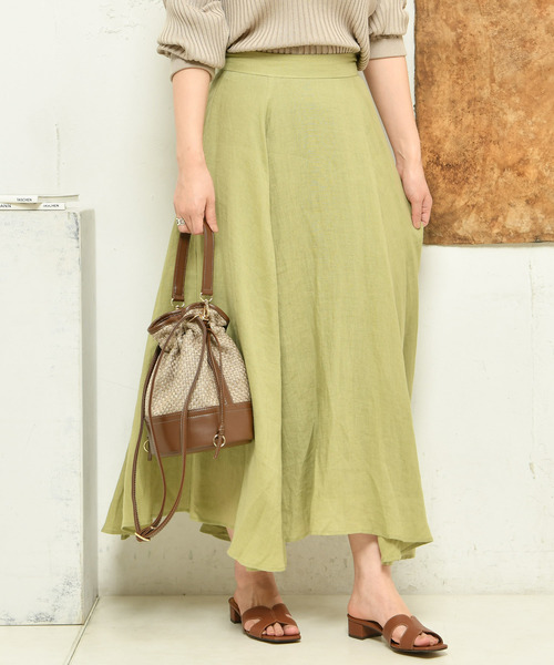 DouDou（ドゥドゥ）の「マキシフレアスカート（スカート・レディース・ベージュ/ネイビー/グリーン/ブラック/ライトベージュ/オフホワイト・38/36）」の15枚目の写真