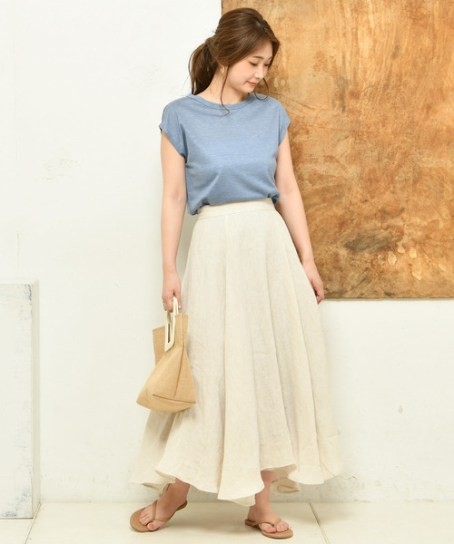 DouDou（ドゥドゥ）の「マキシフレアスカート（スカート・レディース・ベージュ/ネイビー/グリーン/ブラック/ライトベージュ/オフホワイト・38/36）」の22枚目の写真