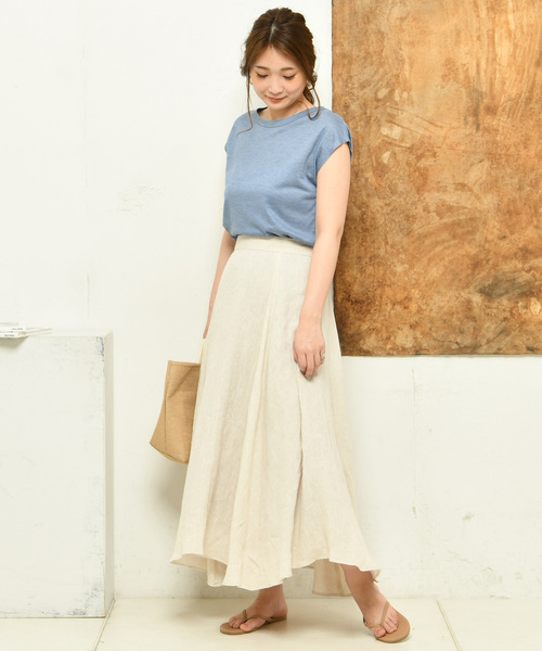 DouDou（ドゥドゥ）の「マキシフレアスカート（スカート・レディース・ベージュ/ネイビー/グリーン/ブラック/ライトベージュ/オフホワイト・38/36）」の17枚目の写真