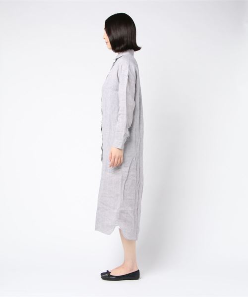 フィナモレ 美品✨上質なリネン100％ シャツワンピース ロング丈 洗える フィナモレ 美品✨上質なリネン100％ シャツワンピース ロング丈