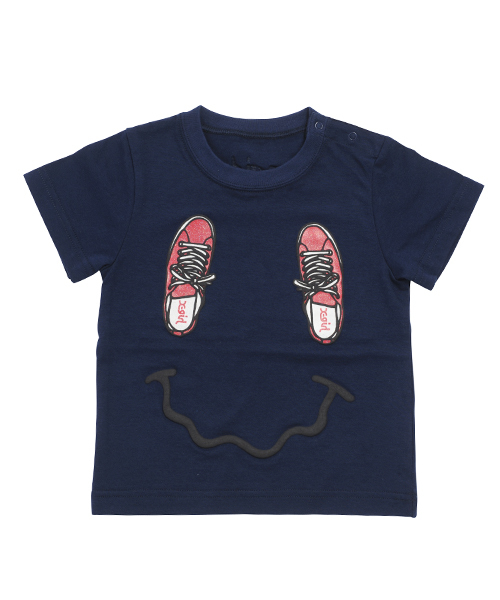 X-girl Stages（エックスガールステージス）の「SMILING SHOES S/S TEE(4T～7T)（Tシャツ/カットソー・キッズ・ホワイト/アッシュグレー/ネイビー・6T/5T/7T/4T）」の9枚目の写真