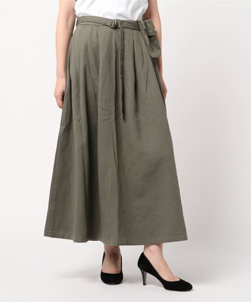 JUGLANS(ユグランス)の「綿ツイル ウエストバッグ付きスカート(スカート・レディース・ブラック/ベージュ/カーキ/キャメル・FREE)」の3枚目の写真