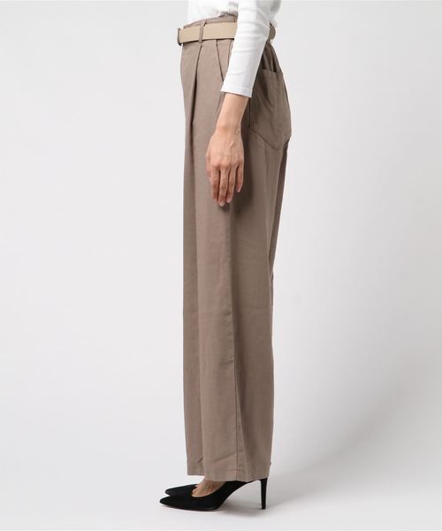 minius(ミニウス)の「ベルト付きリネンブレンドワイドパンツ/レディース ワイドパンツ マニッシュ(その他パンツ・レディース・モカ/ナチュラル・MEDIUM)」の4枚目の写真