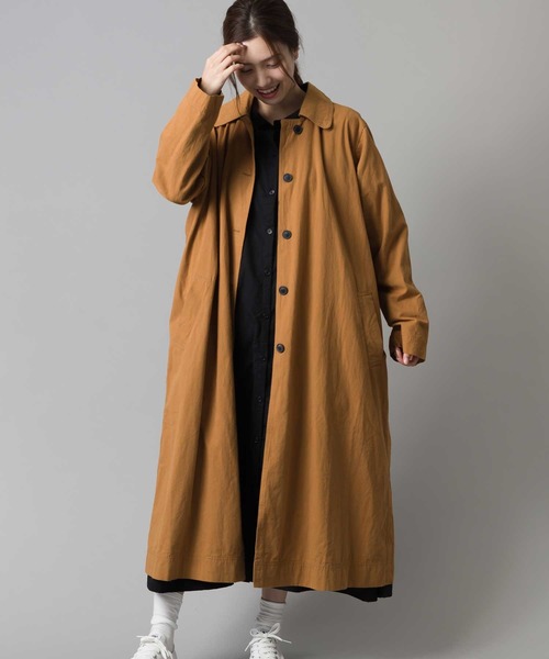 OMNES(オムネス)の「ウォッシュ加工ダンプ ステンカラーコート(ステンカラーコート)」|キャメル