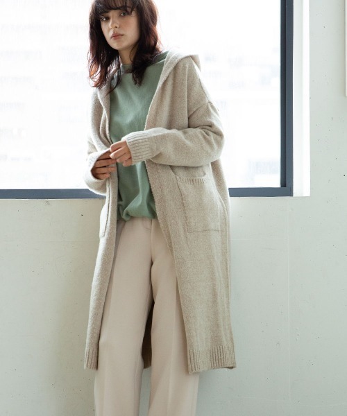 marjour（マージュール）の「HOODED KNIT CARDIGAN（カーディガン/ボレロ・レディース・アイボリー/キャメル・MEDIUM）」の2枚目の写真