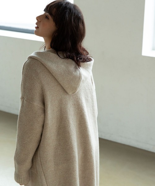 marjour（マージュール）の「HOODED KNIT CARDIGAN（カーディガン/ボレロ・レディース・アイボリー/キャメル・MEDIUM）」の5枚目の写真