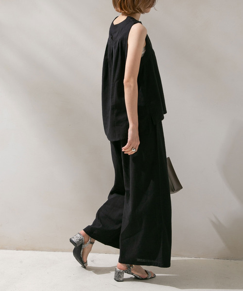 rectangle（レクタングル）の「コットンリネンセットアップ（その他パンツ・レディース・ブラック/キャメル・MEDIUM）」の3枚目の写真
