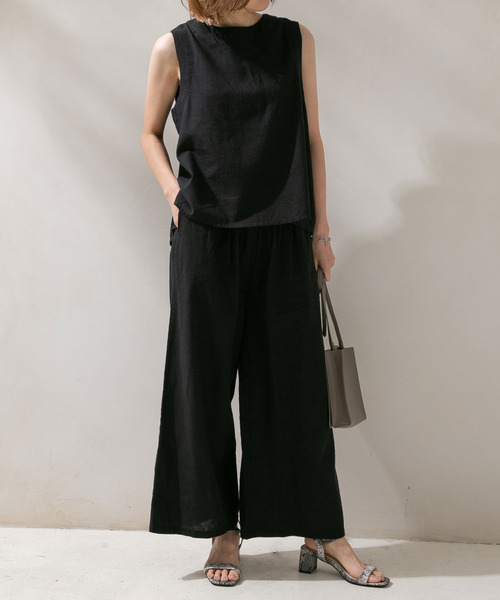 rectangle（レクタングル）の「コットンリネンセットアップ（その他パンツ・レディース・ブラック/キャメル・MEDIUM）」の4枚目の写真