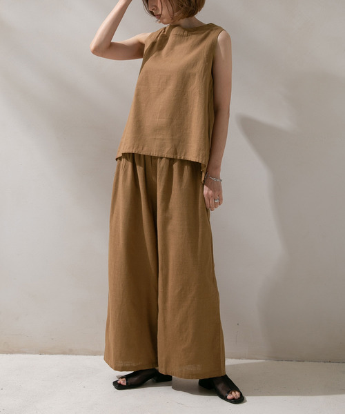 rectangle（レクタングル）の「コットンリネンセットアップ（その他パンツ・レディース・ブラック/キャメル・MEDIUM）」の6枚目の写真