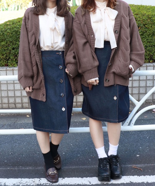 PairPair（ペアペア）の「裏地付きケーブルニットカーデ（その他アウター・レディース・ベージュ/モカ/アイボリー・FREE）」の6枚目の写真