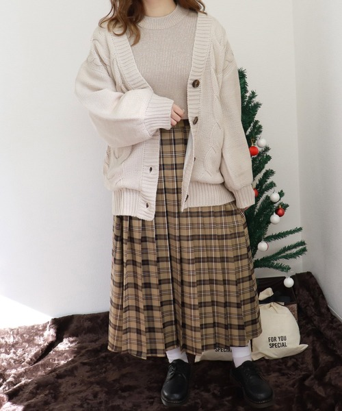 PairPair（ペアペア）の「裏地付きケーブルニットカーデ（その他アウター・レディース・ベージュ/モカ/アイボリー・FREE）」の7枚目の写真