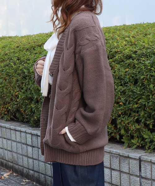 PairPair（ペアペア）の「裏地付きケーブルニットカーデ（その他アウター・レディース・ベージュ/モカ/アイボリー・FREE）」の14枚目の写真