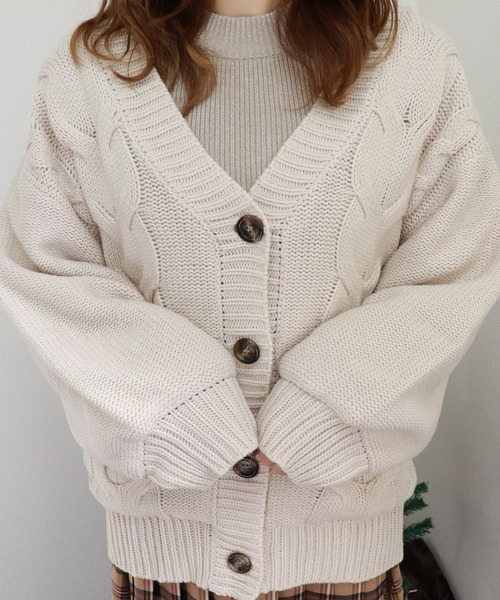 PairPair（ペアペア）の「裏地付きケーブルニットカーデ（その他アウター・レディース・ベージュ/モカ/アイボリー・FREE）」の17枚目の写真