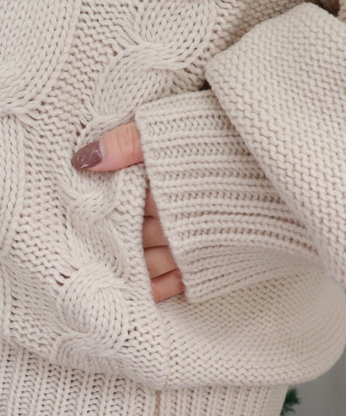 PairPair（ペアペア）の「裏地付きケーブルニットカーデ（その他アウター・レディース・ベージュ/モカ/アイボリー・FREE）」の18枚目の写真