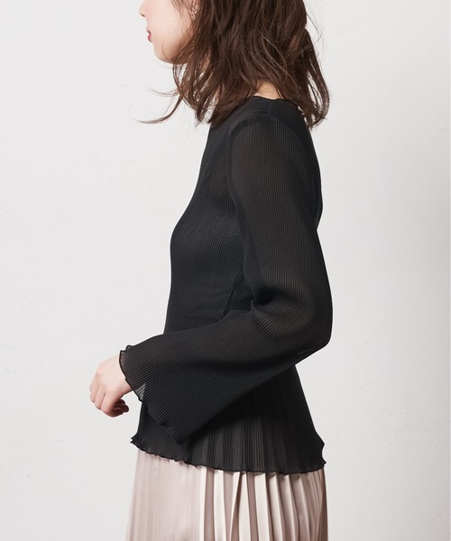 natural couture（ナチュラルクチュール）の「【WEB限定カラー有り】細プリーツシフォンメローTブラウス（シャツ/ブラウス・レディース・ブラック/ベージュ/オフホワイト/ピンク/ミント/オレンジ・FREE）」の20枚目の写真