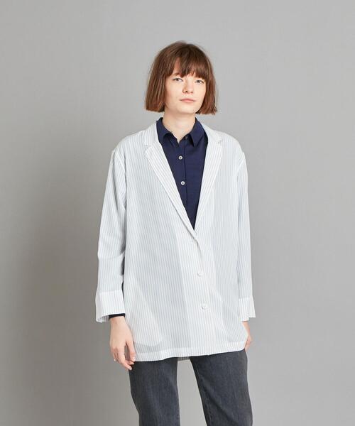 Steven Alan（スティーブンアラン）の「＜Steven Alan＞OPEN COLLAR SHIRT/シャツ о（シャツ/ブラウス・レディース・ライトピンク/ホワイト/ネイビー・MEDIUM/SMALL）」の2枚目の写真