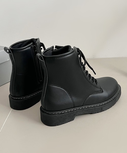 ブラックレースアップワークブーツ 厚底レースアップワークブーツ（ブーツ）｜STYLEBLOCK（スタイル