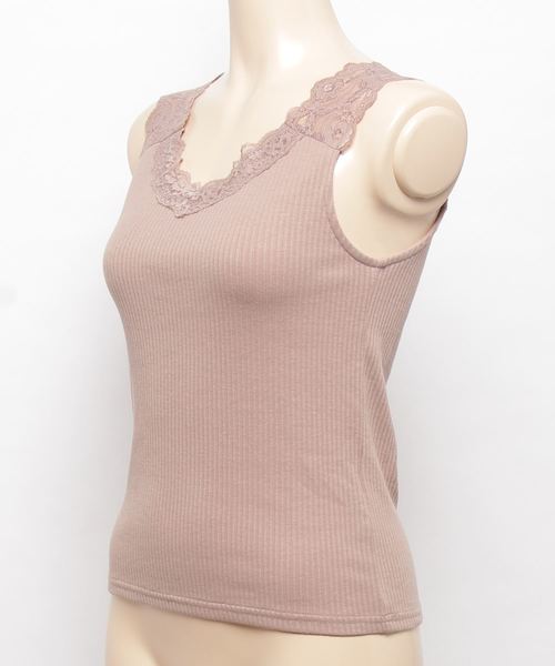 WEGO(ウィゴー)の「WEGO/【前後で使える】2wayレースタンクトップ(キャミソール・レディース・ブラック/ライトグレー/ベージュ/オフホワイト・FREE)」の5枚目の写真