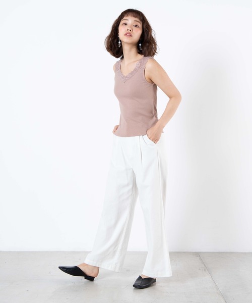 WEGO(ウィゴー)の「WEGO/【前後で使える】2wayレースタンクトップ(キャミソール・レディース・ブラック/ライトグレー/ベージュ/オフホワイト・FREE)」の12枚目の写真