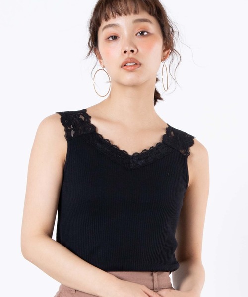 WEGO(ウィゴー)の「WEGO/【前後で使える】2wayレースタンクトップ(キャミソール・レディース・ブラック/ライトグレー/ベージュ/オフホワイト・FREE)」の8枚目の写真