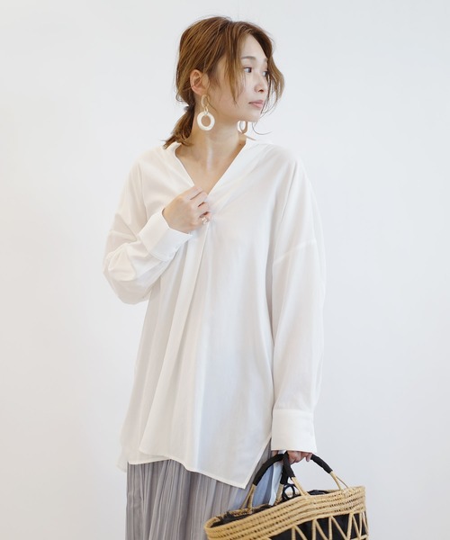 DouDou(ドゥドゥ)の「2WAYシャツ(シャツ/ブラウス・レディース・ブラック/オフホワイト/ミント・FREE)」の1枚目の写真