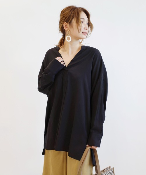 DouDou(ドゥドゥ)の「2WAYシャツ(シャツ/ブラウス・レディース・ブラック/オフホワイト/ミント・FREE)」の13枚目の写真