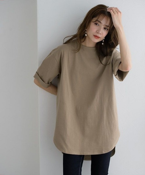 Pierrot(ピエロ)の「サイドスリットチュニックTシャツ(Tシャツ/カットソー・レディース・その他/ブラック/チャコールグレー/ベージュ系その他/オフホワイト・L/M)」の18枚目の写真