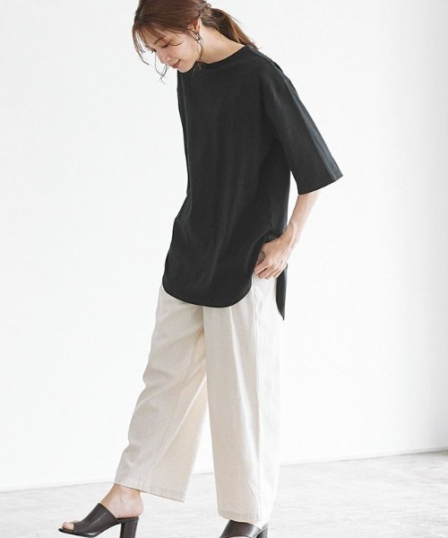 Pierrot(ピエロ)の「サイドスリットチュニックTシャツ(Tシャツ/カットソー・レディース・その他/ブラック/チャコールグレー/ベージュ系その他/オフホワイト・L/M)」の22枚目の写真