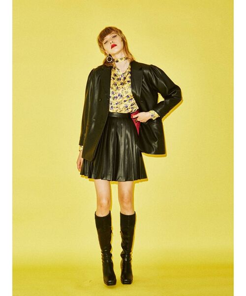 jouetie(ジュエティ)の「スクエアトゥロングブーツ(ブーツ・レディース・ブラック/ベージュ/ピンク・M/L)」の7枚目の写真