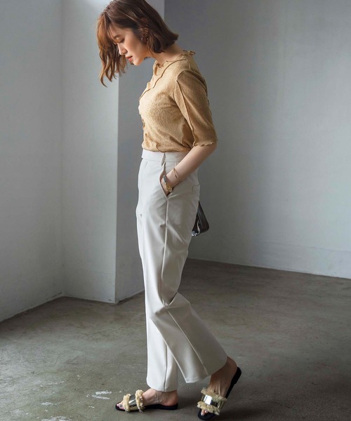 GeeRA（ジーラ）の「センタープレスフレアーパンツ（その他パンツ・レディース・ブラック/ブラウン/ブルー/アイボリー/スモークピンク・SMALL/MEDIUM/LARGE/X-LARGE/XX-LARGE）」の7枚目の写真