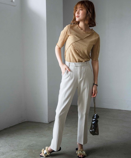 GeeRA（ジーラ）の「センタープレスフレアーパンツ（その他パンツ・レディース・ブラック/ブラウン/ブルー/アイボリー/スモークピンク・SMALL/MEDIUM/LARGE/X-LARGE/XX-LARGE）」の6枚目の写真