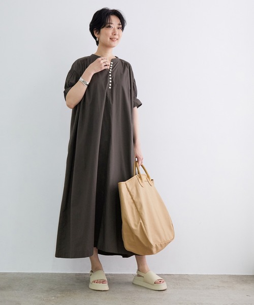 【新品】ADAM ET ROPE'　オーバーサイズワンピース　上質コットン　半袖 ADAM ET ROPE'（アダムエロペ）の「コットンボイルロング
