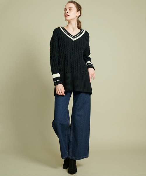 BATONER◆チルデンセーター/ニット・セーター(薄手)/1/ウール/WHT/BN-20FL-042 STUDIOUS（ステュディオス）の「【BATONER(バトナー)】チルデン