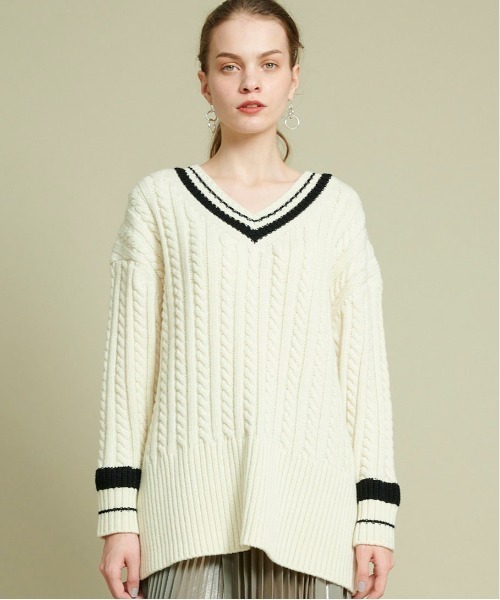 BATONER◆チルデンセーター/ニット・セーター(薄手)/1/ウール/WHT/BN-20FL-042 STUDIOUS（ステュディオス）の「【BATONER(バトナー)】チルデン