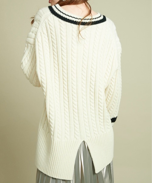 BATONER◆チルデンセーター/ニット・セーター(薄手)/1/ウール/WHT/BN-20FL-042 STUDIOUS（ステュディオス）の「【BATONER(バトナー)】チルデン