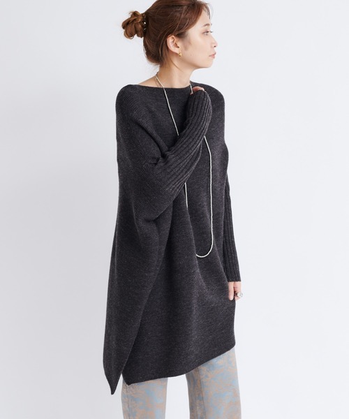 DouDou(ドゥドゥ)の「ガーターアシメプルオーバー(ニット/セーター・レディース・チャコールグレー/モカ/キナリ・FREE)」の15枚目の写真